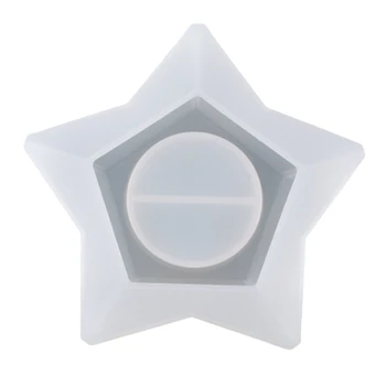 Suporte de Vela Tealight Molde de Silicone 3D Rombo Forma de Estrela Castiçal de Resina Epóxi Molde de Fundição para DIY Artesanato Decoração