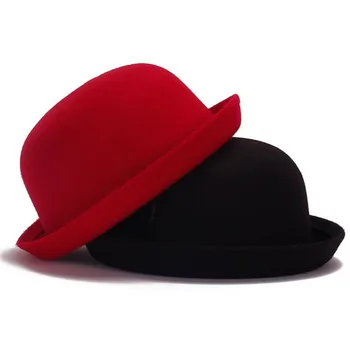 Alta qualidade de menina menino chapéu fedora chapéu filho vestido chapéu garoto de chapéu de feltro, chapéu de feltro de lãs o chapéu de coco mulheres de chapéu