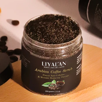 LIYALAN Café Body Scrub Esfoliante de Clareamento de Pele Pore Cleansing Suavizar Mar, Sal de Banho de Creme Hidratante Anti-Celulite