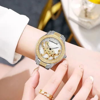 Genuíno LOOKWORLD de relógios de Luxo, Moda Impermeável High-end Tendência Smart tridimensional Leopard Homens e Mulheres Relógios