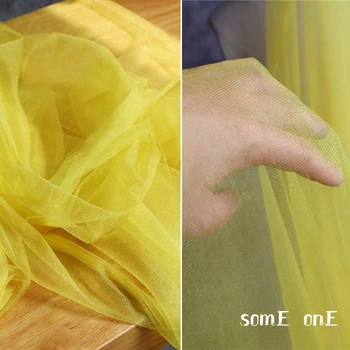 Pérola de Malha, Tule Tecido Amarelo DIY Decoração de Fundo Cachecol, Touca de Véus de Verão, a Saia do Vestido de Noiva Designer Tecido
