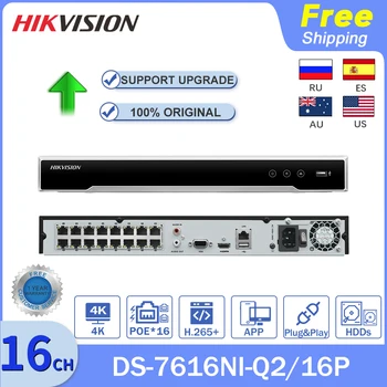 Original Hikvision 4K de 8MP NVR DS-7608NI-Q2/8P DS-7616NI-Q2/16P 16 Canais POE HDD H. 265+ de Segurança de Rede do Gravador de Vídeo do Sistema