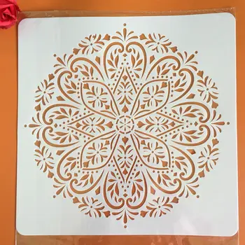30x30cm Grande Mandala da Roda de Stencil Decorativo Estênceis Parede Scrapbook Livro de Colorir Relevo Álbum mandala estênceis