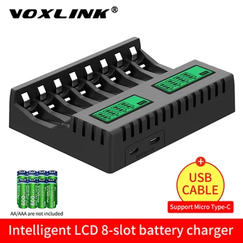 VOXLINK Display LCD Inteligente Inteligente Carregador de Bateria Com 8 slots Para AA/AAA NiCd NiMh Recarregáveis aa aaa Carregador