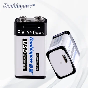 Doublepow 9V 650 mAh Recarregável USB Android diretamente Bateria de Lítio Recarregável Microfone Multímetro Bateria USB