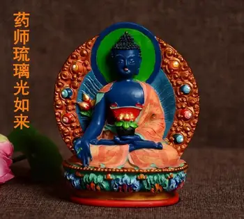 Resina estátua de buda Bhaisajyaguru figura Bhaisajya Buda estatueta do Buda da medicina, o bodhisattva Boa sorte