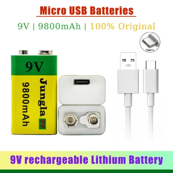 9V 9800mAh li-ion Recarregável Micro USB Baterias de 9 v lítio para Multímetro Microfone de Brinquedo de Controle Remoto KTV Dropship