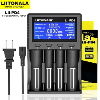 Liitokala Lii-PD4 3,7 V 3.2 V 1.2 V, carregador de bateria, display LCD 18650 21700 26650 20700 18350 26700 AA, AAA etc Testar da capacidade