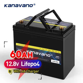 12V 60AH Lifepo4 bateria impermeável, com participação de 12,8 V BMS 4S 50A para o armazenamento de energia Solar RV barco inversor monitor de RV +6A Carregador