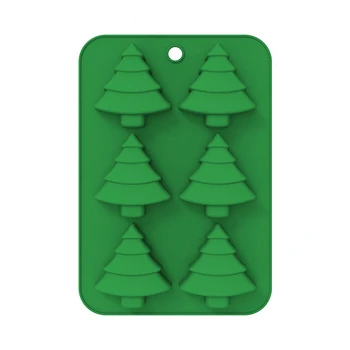 3D Árvore de Natal de Silicone Cozimento Molde DIY 6-Cavidade de Natal Bolo de Moldes de Decoração do Bolo de Ferramentas para Acessórios de Cozinha de Chocolate do Molde