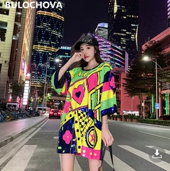 BULOCHOVA 2022 Verão de Novo Designer de Geometria Solta Midi Vestidos das Mulheres da Moda 