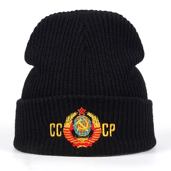 2018 Novo CCCP russo emblema nacional Beanies Homens Mulheres Hip Hop Skullies Outono Inverno, Chapéus Quentes Chapéu Unissex Casual Pac