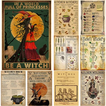 Cozinha Witchery Poster Retro Bruxa Brew Papel Kraft Impressões De Cartazes Vintage Home Bar Café Decoração Estética De Arte, Pintura De Parede