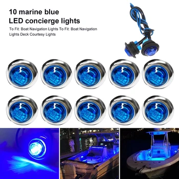 10Pcs/set 12V Marinha Barco Popa LED de Popa, Luzes de Ronda White LED luzes traseiras Impermeável Iate Lado do Marcador de Luzes de Cortesia Azul