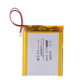 1,5 MM 2 pinos conector 555060 2500mah 3,7 V e-books em seu GPS PDA Carro gravador de bateria do Li-polímero bateria de LiPo