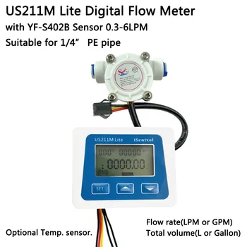 US211M Lite Digital Medidor de vazão YF-S402B 1/4