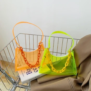 Mulheres de Ombro Sacos de PVC Clara Única Bolsa de Ombro Elegante Bolsa de Mulher Saco transparente para Senhoras Moda Primavera de Viagem Shopper Bag