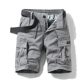 2022 Nova Mens Verão do Algodão Exército Tático Carga Shorts da Moda Cáqui Multi-bolso Casual Calças Curtas Solta Militar Shorts Homens