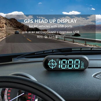 Carro HUD GPS, Computador de bordo Digital Head Up Display Bússola Auto Speedmeter Velocidade do pára-brisa Projetor obd de exibição Para Todos os Carro