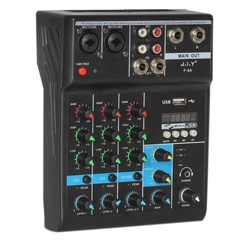 Profissional de 4 Canais Bluetooth Mixer o de Mistura de DJ Console com Efeito de Reverb para a Home do Karaoke de USB ao Vivo Palco KTV