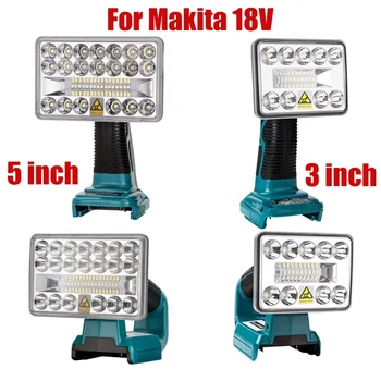 3/5 Inch USB Exterior Iluminação de Emergência Holofotes Para Makita 18V Bateria de Lítio sem fio Lanterna LED Lâmpada