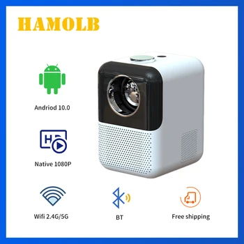 HAMOLB HA5 curta distância do Projetor 1080P curto foco do projetor Mini LED Suporte 4K mini projetor Android 10.0 Projetor de Home Theater