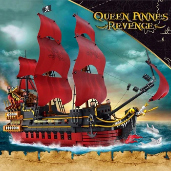Criativo Especialista Idéias Pirata Navio Queen Anne's Revenge Navio Pirata Caribenhos 3694pcs Moc Tijolos Modelo de Blocos de Construção