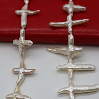 Forma de cruz de perfuração solta pérolas real natural de água doce de contas de pérolas de fazer a jóia de DIY colar, bracelete, brincos acessórios