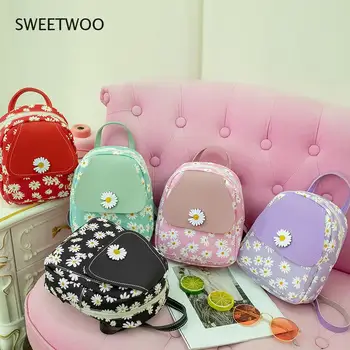 Meninas de mini mochila estilo coreano moda pequena daisy de impressão portátil do mensageiro saco do telefone móvel