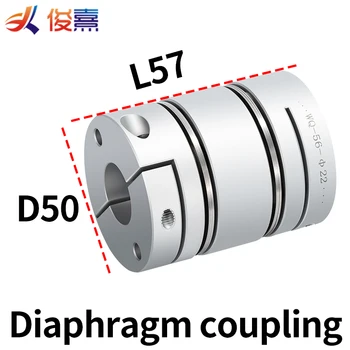 Liga de alumínio D50L57 diafragma duplo acoplamento elástico conector D50mm L57mm bola parafuso de passo, servo motor encoder computador