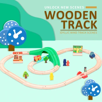 Elétrico Magnético Ferroviária Ferroviária de Trem de Madeira Simples Conjunto de Pista Compatível com a Marca de Faixa Educacional Carro de Brinquedo para Crianças Presentes