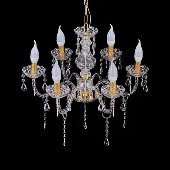 Lustre 8 cabeças de acrílico lâmpada de ouro/transparente lustre de cristal suporte de vela do centro de decoração a decoração home