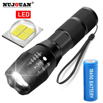 Ultra Brilhante Lanterna LED Lâmpada de Contas Impermeável Tocha Zoomable Multi-função USB Recarregável de Alumínio Liga de Searchlight18650