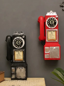 Telefone antigo Modelo Pendurado na Parede Enfeites Retro Móveis de Telefone Miniatura de Artesanato de Presente para a Barra Antigo Telefone a Decoração Home