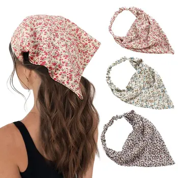 Mulheres De Cabelo Cachecol Bandanas Triângulo Headwear Cabeça Scrunchies Floral Véu Hairband Tiaras Faixas De Cabelo E Acessórios Para O Cabelo