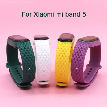 Em Silicone macio 3D Bracelete para o Xiaomi Mi Banda 5 Alça de Esporte pulseira pulseira Para miband 5 bracelete de correias xiaomi minha banda 5
