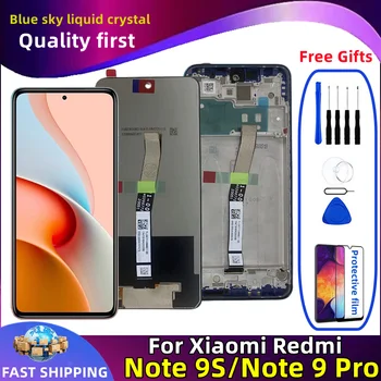Original Xiaomi Redmi Nota 9S 9 Pro Visor LCD M2003J6A1G Digitador da Tela de Toque Substituição do conjunto de Peças Com Moldura