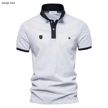 homens de negócios informais camisa de polo de verão polka dot design com material de alta qualidade da marca serige park estilo original 2022 eden
