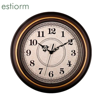 Retro-relógio de parede,de 12 polegadas Vintage Rodada Silêncio Não Assinalando a Pilhas de Qualidade Relógio de Quartzo para sala,Quarto decoração
