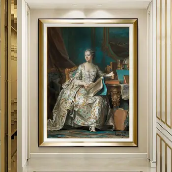 A Marquesa de Pompadour Retrato Pintura a Óleo Sobre Tela de Pôsteres e Impressões de Arte de Parede a Imagem para a Sala de Decoração de Casa