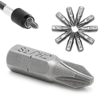 10 Pcs S2 Aço Bits de chave de Fenda 25mm Hex Haste de Torque PH2 Antiderrapante Magnético