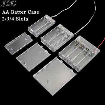 JCD 1PCS Bateria Transparente de Armazenamento em Caso de Caixa 2 3 4 Slots de Bateria AA Titular Caixa Com Botão de liga/DESLIGA Interruptor &Fio