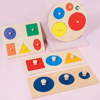 Forma geométrica de Quebra-cabeça de Educação infantil do Material Sensorial Brinquedo para a Criança Montessori de Madeira Puzzle 3D, a Atividade do Conselho Brinquedos Presentes