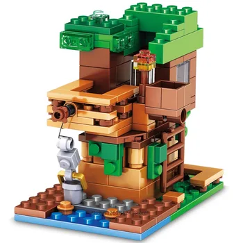 A Casa Da Árvore Pequenos Blocos De Construção De Conjuntos Com Steve Figuras De Ação Compatível Meu Mundo MinecraftINGlys Conjuntos De Brinquedos Para Crianças