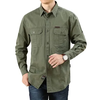 2022 Primavera, Outono Jeans Homens Camisas de Manga Longa 100% Algodão Camiseta Masculina Militares do Exército Camisas Casuais camisa masculina