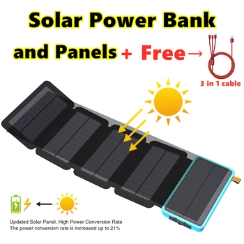 Banco Energia Solar Impermeável Dual USB do Telefone Externo de Bateria ao ar livre de carregamento do banco de energia Portátil para iPhone, iPad Xiaomi Huawei