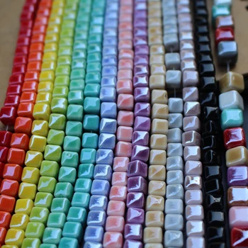 32Pcs/Lote 7 mm 8,5 mm de Cerâmica Esferas Simplesmente coloridas Cubo de contas da Multi-cor para fazer jóias