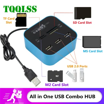 Alta Velocidade de Hub USB 2.0 3 Porta Com Leitor de Cartão Mini Hub USB Combinação de Tudo Em Um Splitter USB Adaptador Para Laptop PC Computador