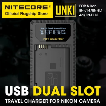NITECORE UNK1 Inteligente Carregador de Bateria para Câmera de telas de LCD Digital USB Slot Duplo Carregador para Nikon EN-EL14 PT-EL14a EN-EL15
