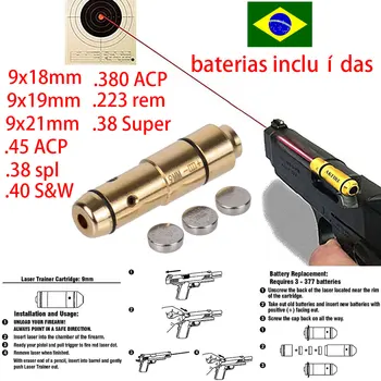 Treinamento tático Laser Bala de 9mm Diâmetro de Vista Seco Acendimento Snap Caps .38spl .380ACP .40 .45ACP Caça Ponto Vermelho do Laser Boresighter